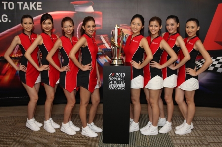 The 2013 SingTel Grid Girls in The Singapore Factor 

Eight fresh-faced ladies aged 18 to 26, have been chosen as this yearâ€™s SingTel Grid Girl finalists. Since the inaugural Singapore Grand Prix in 2008, the SingTel Grid Girls have been a star attraction of the race, vying for top honour and a once-in-a-lifetime chance to hold the Singapore Formula One and Singapore GP flags at the Singapore Grand Prix. 

This year, the public can choose their favourite via SMS and online voting to select the top three SingTel Grid Girls. The Singapore Factor, a series of webisodes hosted by Paul Foster, will put the girlsâ€™ knowledge of the Lion City to the test in a trio of uniquely Singaporean challenges. The top three SingTel Grid Girls will be crowned before thousands of Singaporeans at the Thursday Pit Lane Experience on 19 September 2013.