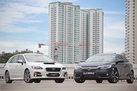 But now the Japanese are beginning to get slightly adventurous, going against their conventional norm so to speak. They’re giving us family-friendly cars with — wait for it — powaaah. Gentlemen meet the new turbocharged Honda Civic VTEC Turbo and Subaru Levorg, two cars that would also make the solo drive to and from work more entertaining.Previously we’ve reviewed both the Subaru and then Honda separately, so now just because they’re both the only turbocharged Japanese family sedan with ‘medium-sized’ engines, we decided to bring them together for this story.